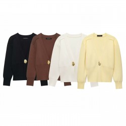 Cross-border wholesale 2025 Spring New women's clothing, European and American street fashion outerwear, knitted cardigan top