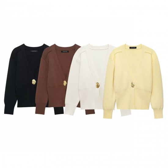 Cross-border wholesale 2025 Spring New women's clothing, European and American street fashion outerwear, knitted cardigan top Cross-border wholesale 2025 Spring New women's clothing, European and American street fashion outerwear, knitted cardigan top