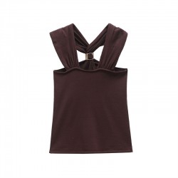 Spring 2025 new women's clothing for foreign trade wholesale, European and American sexy backless vest, women's design sense halter top