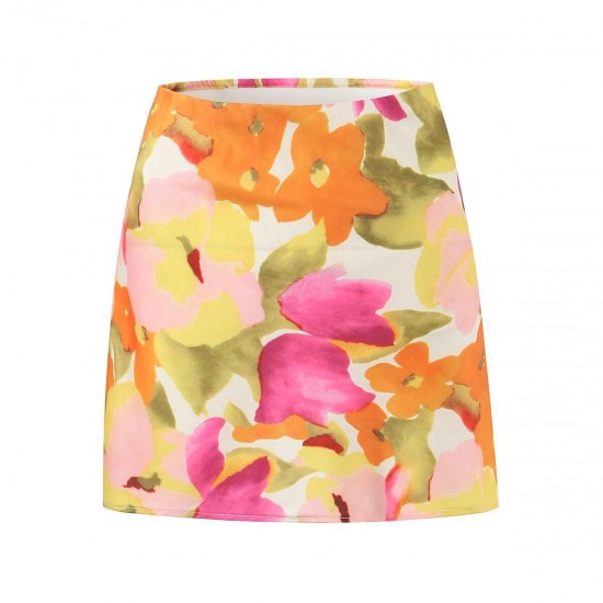Summer new women's wear, retro printed, unique high-waisted mini skirt, sexy and fashionable A-line body-hugging skirt Summer new women's wear, retro printed, unique high-waisted mini skirt, sexy and fashionable A-line body-hugging skirt
