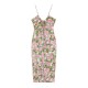 2110 Summer new women's dress with European and American style halter V-neck, flower print, high-waisted single-breasted slit