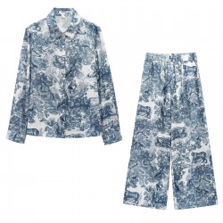 Amazon wholesale 2025 new women's printed animal shirt, printed casual pants and women's set