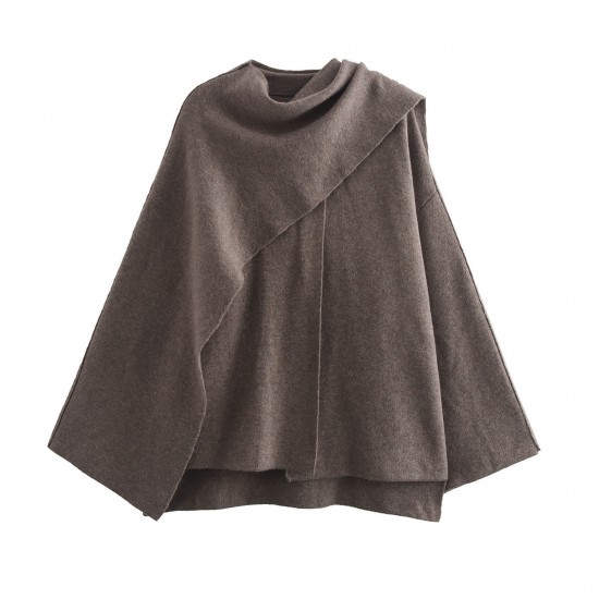 New women's clothing knitted scarves for autumn 2024, cross-border coats and jackets, loose and asymmetrical, European and American style wholesale New women's clothing knitted scarves for autumn 2024, cross-border coats and jackets, loose and asymmetrical, European and American style wholesale