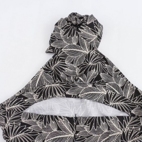 Wholesale of summer new products for foreign trade: European and American retro cross-border women's clothing, elegant printed halter, slit, sleeveless dress Wholesale of summer new products for foreign trade: European and American retro cross-border women's clothing, elegant printed halter, slit, sleeveless dress