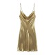 New summer women's fashion, European and American style, high-waisted, glossy halter dress, women's banquet dress New summer women's fashion, European and American style, high-waisted, glossy halter dress, women's banquet dress