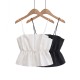 A sweet, casual and versatile white puffy stretch top with a straight neck and thin halter top for summer 2025 women's collection A sweet, casual and versatile white puffy stretch top with a straight neck and thin halter top for summer 2025 women's collection