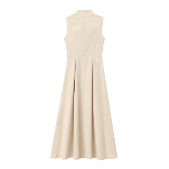 A new women's dress with a European and American style and French design, featuring a round neck, sleeveless and cinched waist, exudes a commuting charm A new women's dress with a European and American style and French design, featuring a round neck, sleeveless and cinched waist, exudes a commuting charm
