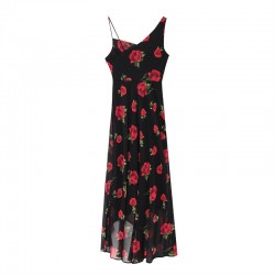 Cross-border wholesale 2025 Spring New women's Wear slimming Casual halter print versatile irregular dress for women