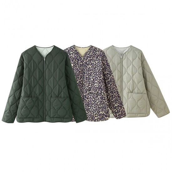 Amazon wholesale 2024 Winter new women's clothing, European and American cross-border street fashion tops, round-neck cotton-padded jackets for women