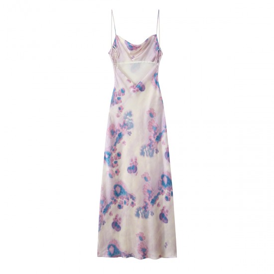 Summer new women's wear: High-waisted mid-length printed halter dress with European and American style for women Summer new women's wear: High-waisted mid-length printed halter dress with European and American style for women