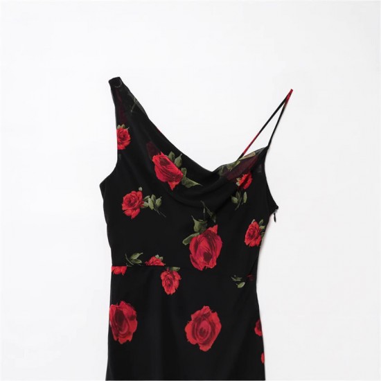 Cross-border wholesale 2025 Spring New women's Wear slimming Casual halter print versatile irregular dress for women Cross-border wholesale 2025 Spring New women's Wear slimming Casual halter print versatile irregular dress for women
