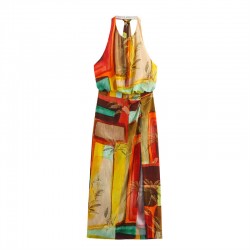 Summer 2025 new women's fashion, European and American style, sexy printed halter dress for women in foreign trade wholesale