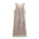 Sleeveless European and American style round neck 6610 sequined vest dress for women's winter new style women's clothing Sleeveless European and American style round neck 6610 sequined vest dress for women's winter new style women's clothing