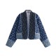 Amazon Cross-border early Autumn new women's clothing: Loose and short European and American style, two-sided cotton-padded jacket printed for women