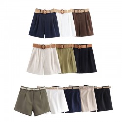 Amazon Foreign Trade's 2024 summer new women's cross-border European and American style shorts with belt accessories are casual, fashionable and versatile