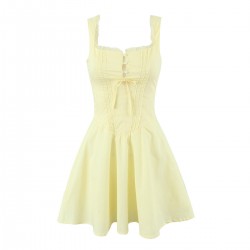 A new cross-border women's summer sweet lace halter dress with a back drawstring and a sexy, slimming mini skirt for women