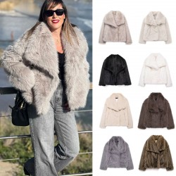 Cross-border Amazon 2024 Winter women's wear multi-color European and American fashionable and elegant ladylike faux fur coat