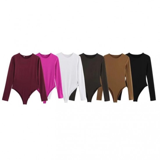 10,000 - Spring New Women's wear, European and American style stand-up collar street fashion knitted fitted long-sleeved one-piece top 10,000 - Spring New Women's wear, European and American style stand-up collar street fashion knitted fitted long-sleeved one-piece top