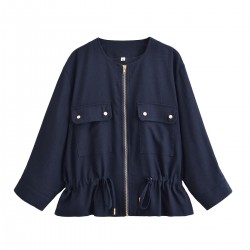 Cross-border wholesale 2025 Summer New collection: European and American women's casual linen blend hunting jacket for women