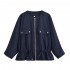Cross-border wholesale 2025 Summer New collection: European and American women's casual linen blend hunting jacket for women