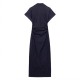 Summer's new women's dress with a commuting style, V-neck design, side pleated and hip-hugging dress, and a long dress in European and American style