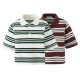 European and American cross-border 2025 Spring long-sleeved American retro color-blocking striped polo shirt, loose-necked women's T-shirt + pleated short skirt European and American cross-border 2025 Spring long-sleeved American retro color-blocking striped polo shirt, loose-necked women's T-shirt + pleated short skirt