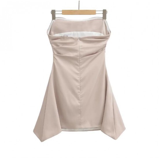 22092 Early Autumn new women's wear, European and American style French sexy slimming waist-cinching dress, elegant fishbone strapless dress
