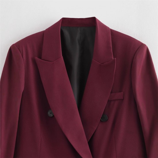 Wholesale of new autumn women's fashion, European and American style casual loose short lapel double-breasted suit jackets for foreign trade Wholesale of new autumn women's fashion, European and American style casual loose short lapel double-breasted suit jackets for foreign trade