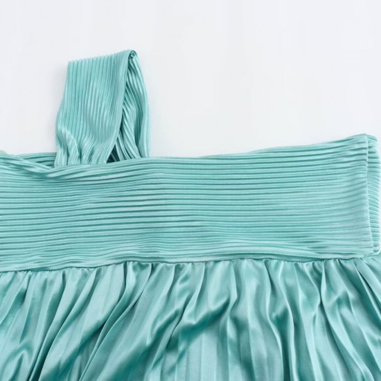 Cross-border wholesale 2024 Summer new women's sexy asymmetrical pleated off-the-shoulder long dress Cross-border wholesale 2024 Summer new women's sexy asymmetrical pleated off-the-shoulder long dress
