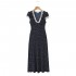 Spring 2025 new French lace patchwork polka dot dress V-neck country-style printed figure-hugging long dress