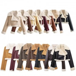 Amazon Cross-border 2024 Autumn/Winter Women's clothing: European and American retro style woolen coat with lapel and loose fur one-piece top