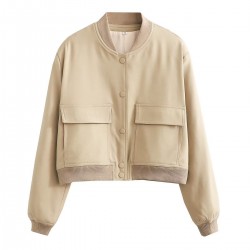 Spring 9621 New European and American style women's French short, large pocket pilot jacket for women