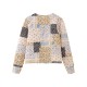 5756 Early Autumn new women's clothing, European and American style round-neck color-blocked small floral long-sleeved cotton-padded jacket 5756 Early Autumn new women's clothing, European and American style round-neck color-blocked small floral long-sleeved cotton-padded jacket