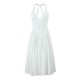 Floral halter long dress 2025 summer European and American sexy backless deep V-neck slim pleated vacation beach dress Floral halter long dress 2025 summer European and American sexy backless deep V-neck slim pleated vacation beach dress