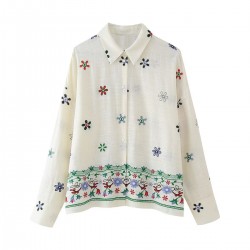 Fashion Set 2024 Summer New Collection: European and American cross-border women's clothing, flower-embroidered shirt + straight-leg pants set