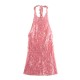 The new autumn collection for cross-border women's wear in 2024 features a mini dress with a sexy European and American style and sequined neckline