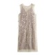Sleeveless European and American style round neck 6610 sequined vest dress for women's winter new style women's clothing Sleeveless European and American style round neck 6610 sequined vest dress for women's winter new style women's clothing