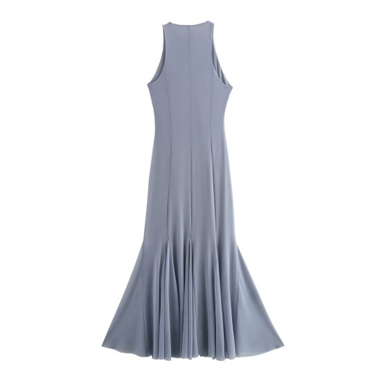 A semi-high-neck sleeveless vest dress, a new spring dress for women with a high waist and a wide swing, and an umbrella dress A semi-high-neck sleeveless vest dress, a new spring dress for women with a high waist and a wide swing, and an umbrella dress