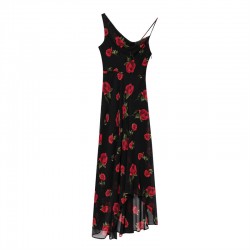 Cross-border wholesale 2025 Spring New women's Wear slimming Casual halter print versatile irregular dress for women