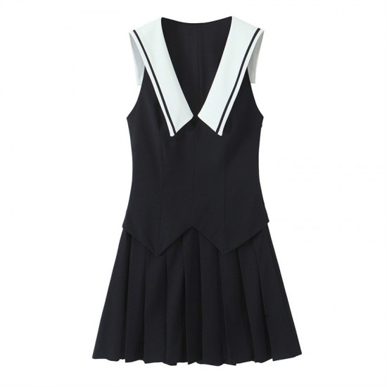 Summer 2025 new women's fashion, European and American style, versatile wide pleated sleeveless dress for wholesale trade Summer 2025 new women's fashion, European and American style, versatile wide pleated sleeveless dress for wholesale trade