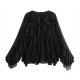 Cross-border wholesale 2025 Spring New women's clothing V-neck single-breasted long-sleeved layered decorative shirts in European and American style Cross-border wholesale 2025 Spring New women's clothing V-neck single-breasted long-sleeved layered decorative shirts in European and American style