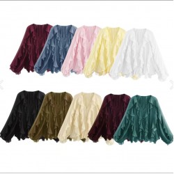 Cross-border wholesale 2025 Spring New women's clothing V-neck single-breasted long-sleeved layered decorative shirts in European and American style
