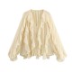 Cross-border wholesale 2025 Spring New women's clothing V-neck single-breasted long-sleeved layered decorative shirts in European and American style Cross-border wholesale 2025 Spring New women's clothing V-neck single-breasted long-sleeved layered decorative shirts in European and American style