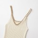 A new summer collection of women's clothing from Europe and America, featuring a fashionable and sexy U-neck metal knitted halter top in white