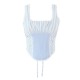 French 2025 Summer new women's collection: square-neck lace pleated back strap striped vest, short halter top French 2025 Summer new women's collection: square-neck lace pleated back strap striped vest, short halter top