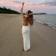 Cross-border wholesale 2025 Spring Party beach women's wear solid color pullover neckline backless pleated decoration MIDI dress Cross-border wholesale 2025 Spring Party beach women's wear solid color pullover neckline backless pleated decoration MIDI dress