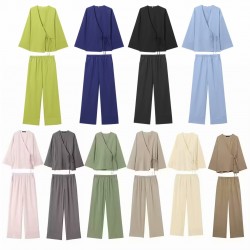 Cross-border 2024 Summer new collection: European and American women's clothing with a high-quality double-breasted and one-piece style, featuring fashionable outerwear and pants for women