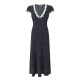 Spring 2025 new French lace patchwork polka dot dress V-neck country-style printed figure-hugging long dress Spring 2025 new French lace patchwork polka dot dress V-neck country-style printed figure-hugging long dress