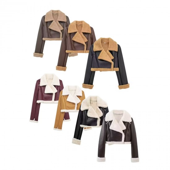 Amazon Cross-border 2024 Autumn/Winter Women's clothing: European and American retro style woolen coat with lapel and loose fur one-piece top Amazon Cross-border 2024 Autumn/Winter Women's clothing: European and American retro style woolen coat with lapel and loose fur one-piece top