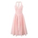 Floral halter long dress 2025 summer European and American sexy backless deep V-neck slim pleated vacation beach dress Floral halter long dress 2025 summer European and American sexy backless deep V-neck slim pleated vacation beach dress
